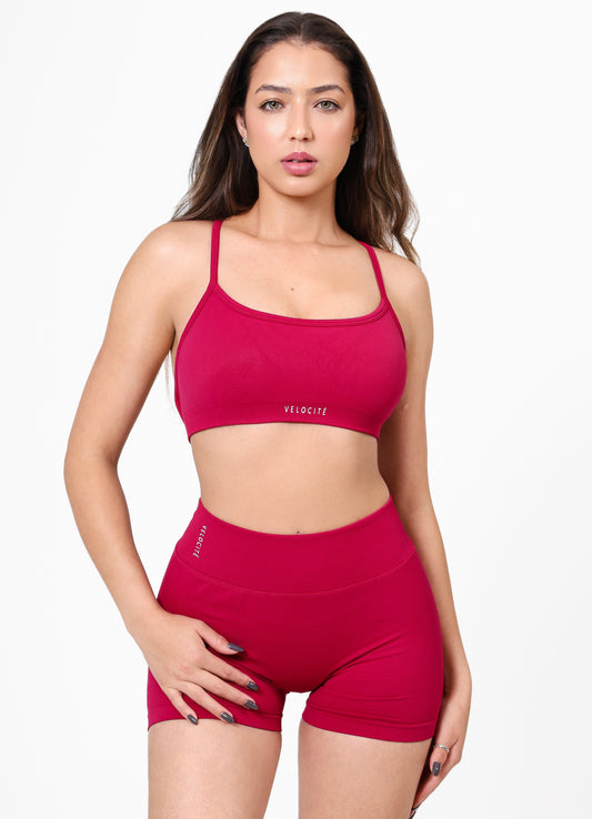 VBACK SCRUNCH BRA - CHERRY