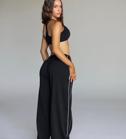 WIDE LEG JOGGER PANTS - BLACK